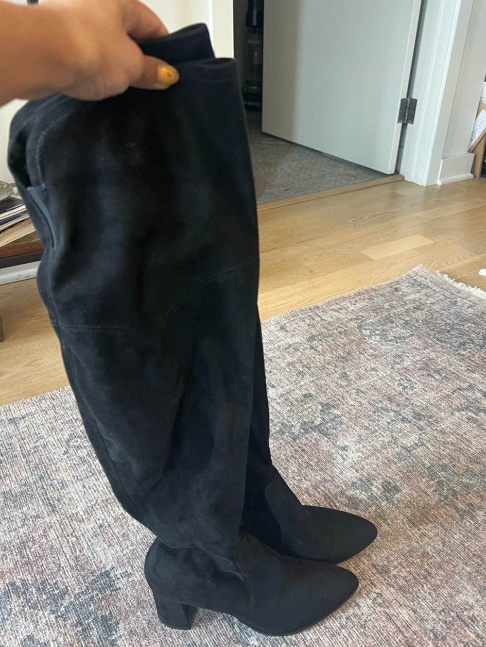 Marc Fisher Black Suede Over-the-Knee Block Heel Boots